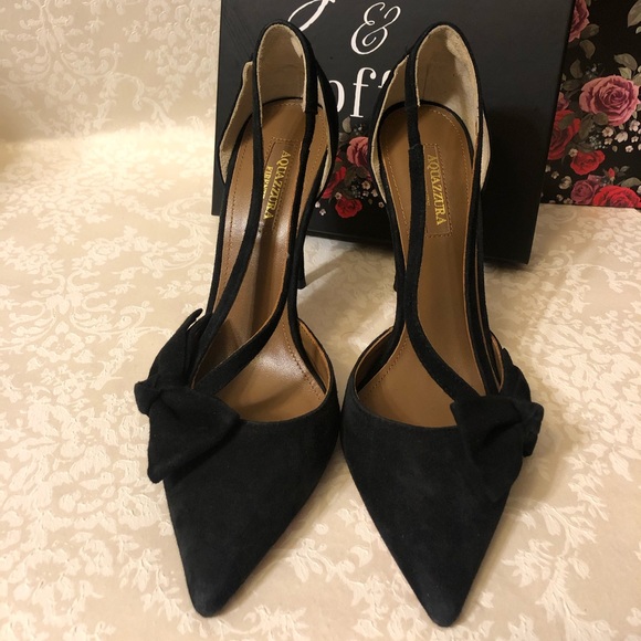 Aquazzura Shoes - Aquazzura Parisianne Bow Embellished Suede Pumps